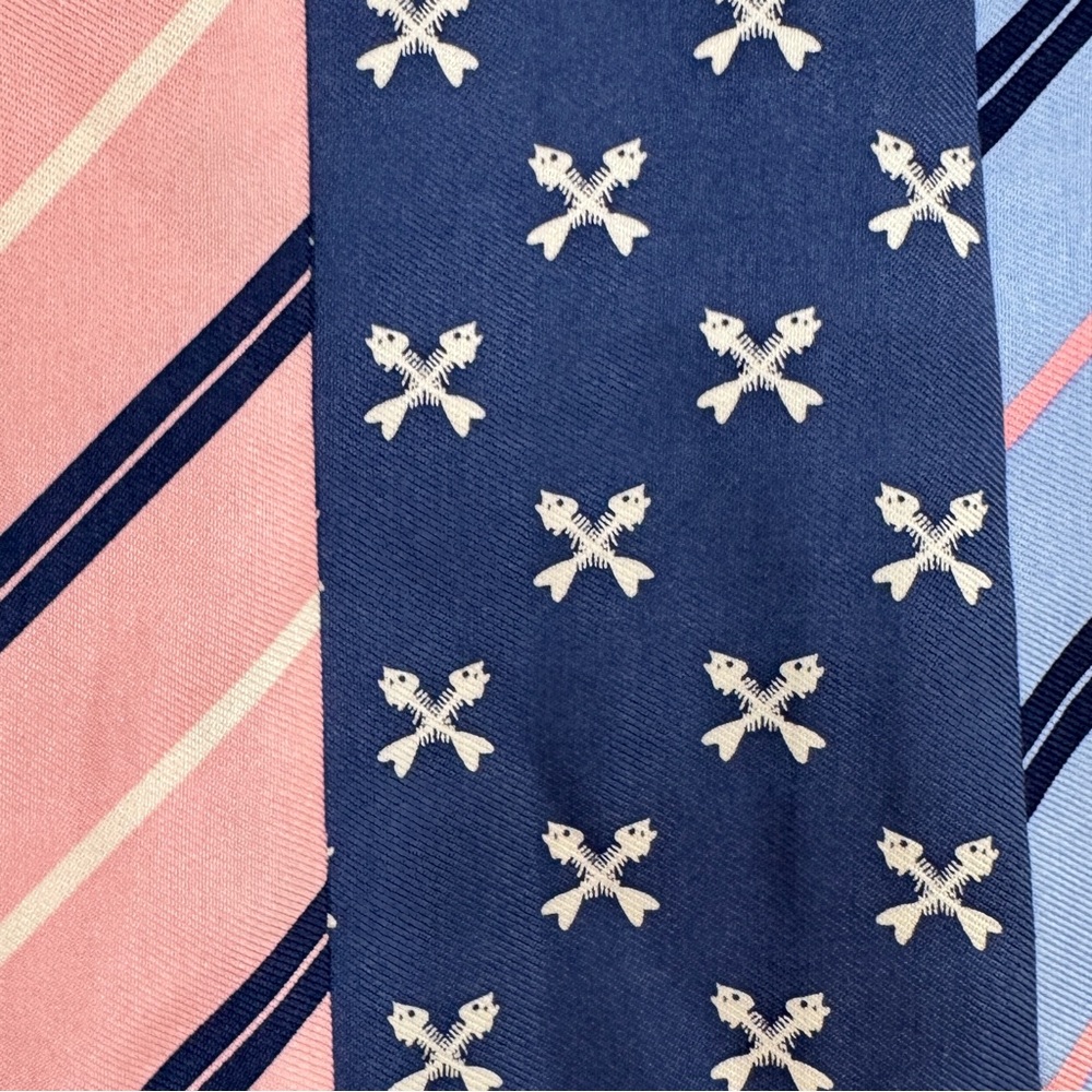 Vineyard Vines Silk Skirt Tie Gal Patchwork Mini Blue Pink Striped Nautical SZ 6 - Picture 5 of 14